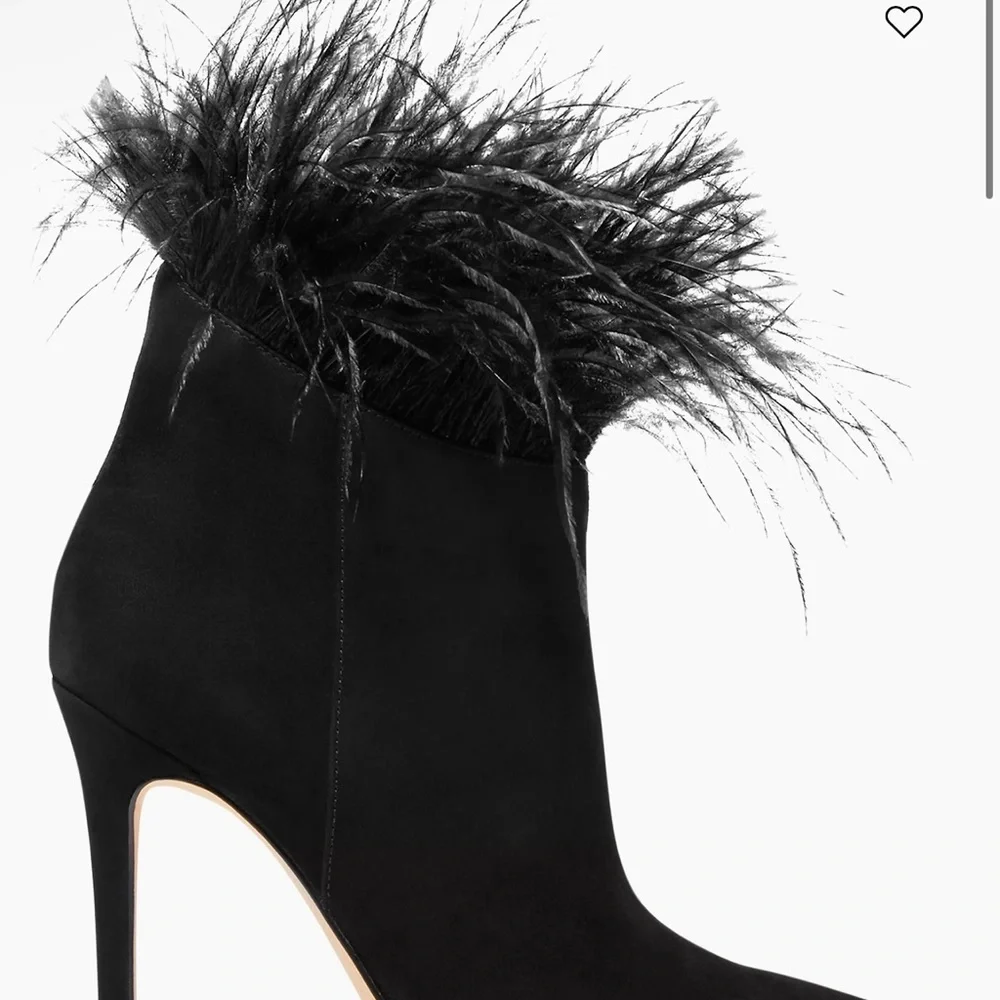 Elegant Black Feathered Women's Stiletto Boots Michaels Kors Whitby Suede bootie - Picture 3 of 7
